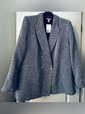 H&M Black and White Woven Blazer - NEW